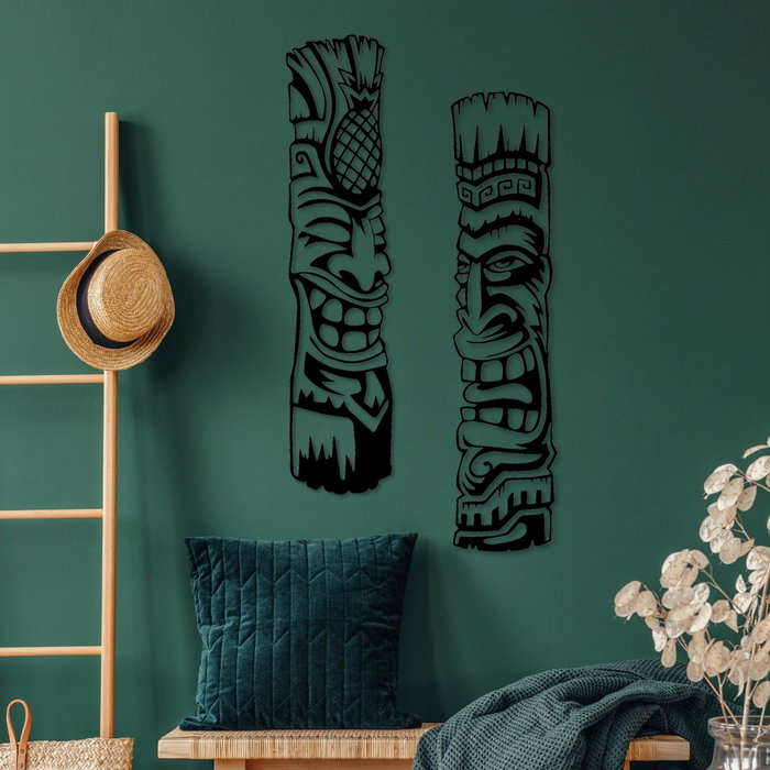 Wallity Tiki Escultura de Pared de Metal Negra (2 Piezas) Wallity Tiki Escultura de Pared de Metal Negra (2 Piezas)